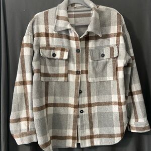 Plaid Button-Up Jacket